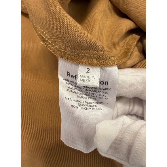 Reformation Mason Pants – Camel Pleated Wide-Leg Tencel Trousers (Size 2) - Picture 6 of 7